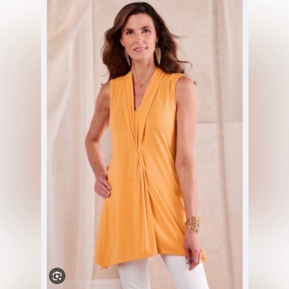 Soft Surroundings Cybele Tunic in marigold orange jersey knit XL